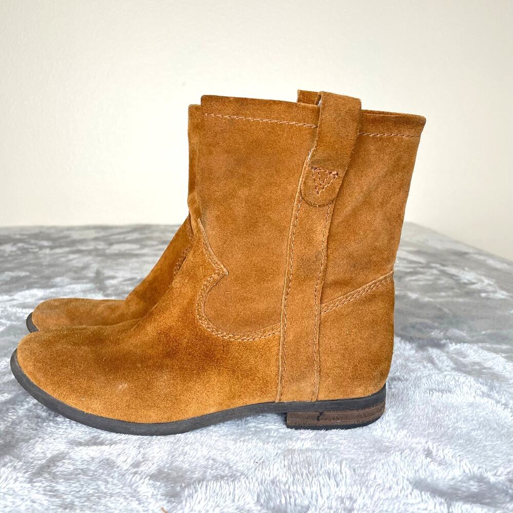 Vince Camuto Womens Suede Boots Sz 6 Short Brown Boho Grunge Ankle‎ Flat Pull On